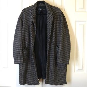 Zara Wool Blend Oversized Blazer (Size: Large; Color: Brown/Black)